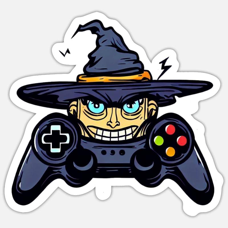 Halloween Hexen Controller - Sticker Größe S (10 x 10 cm) - Mattweiß