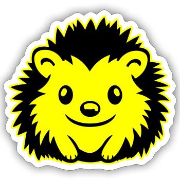 hérisson bande dessinée mignon - Sticker taille S (10 x 10 cm) - blanc mat - Devant
