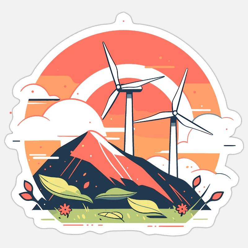 Moulin à vent - Sticker taille S (10 x 10 cm) - blanc mat