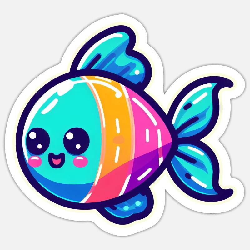 Rainbow Fish Design - Sticker size S (10 x 10 cm) - white matte