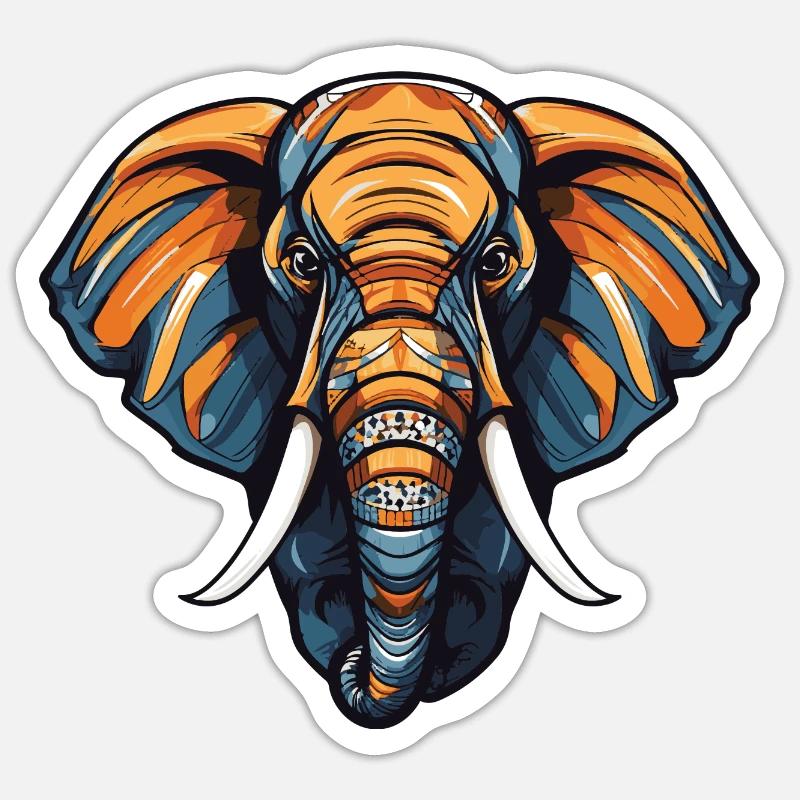 Elephant Head - Sticker size S (10 x 10 cm) - white matte