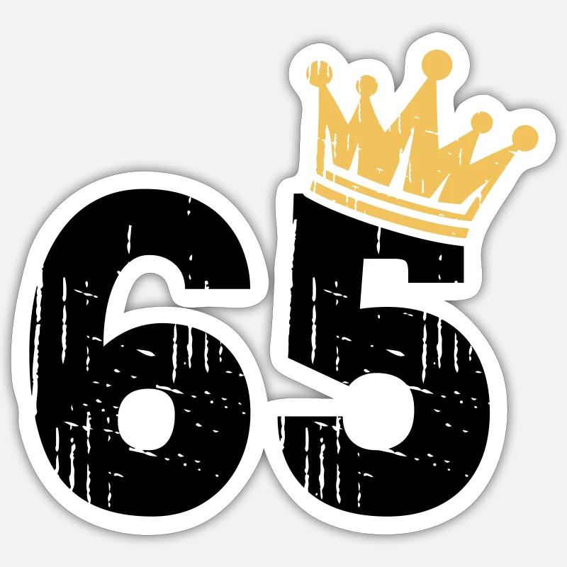 65 Couronne 65e anniversaire 65 ans - Sticker taille S (10 x 10 cm) - blanc mat