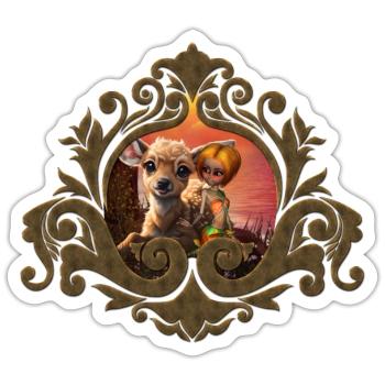 und das niedliche Rehkitz - Sticker Größe S (10 x 10 cm) - Mattweiß - Vorne