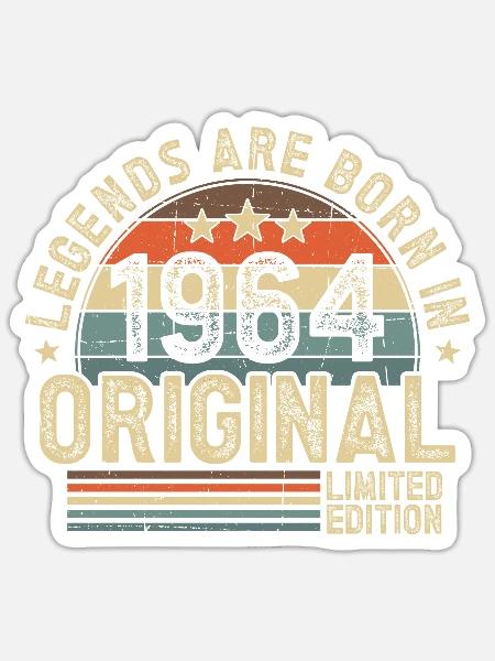 1964 Jahrgang geboren Legenden Vintage Geburtstag - Sticker Größe S (10 x 10 cm) - Mattweiß