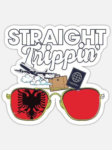 Straight Trippin' Albania Vacation Tour Travel - Sticker Größe S (10 x 10 cm) - Mattweiß