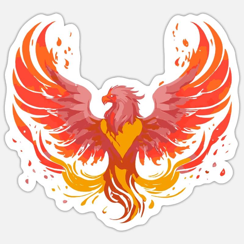 Phoenix Phönix - Sticker Größe S (10 x 10 cm) - Mattweiß