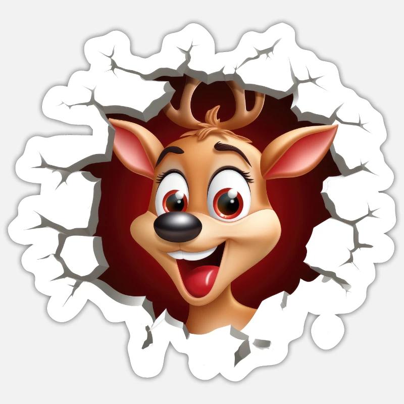 Rentier Durchbruch - Sticker Größe S (10 x 10 cm) - Mattweiß