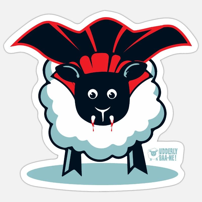 Schaf ein Vampir? - Sticker Größe S (10 x 10 cm) - Mattweiß