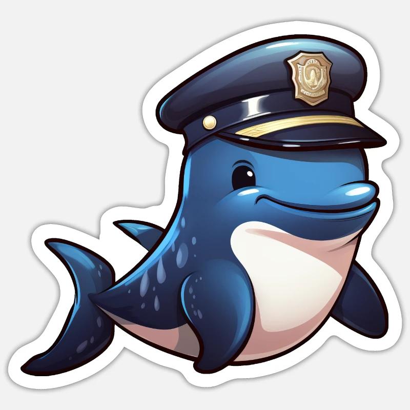 Polizei Wal - Sticker Größe S (10 x 10 cm) - Mattweiß