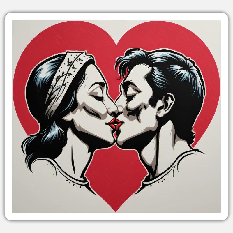 Baiser - Sticker taille S (10 x 10 cm) - blanc mat