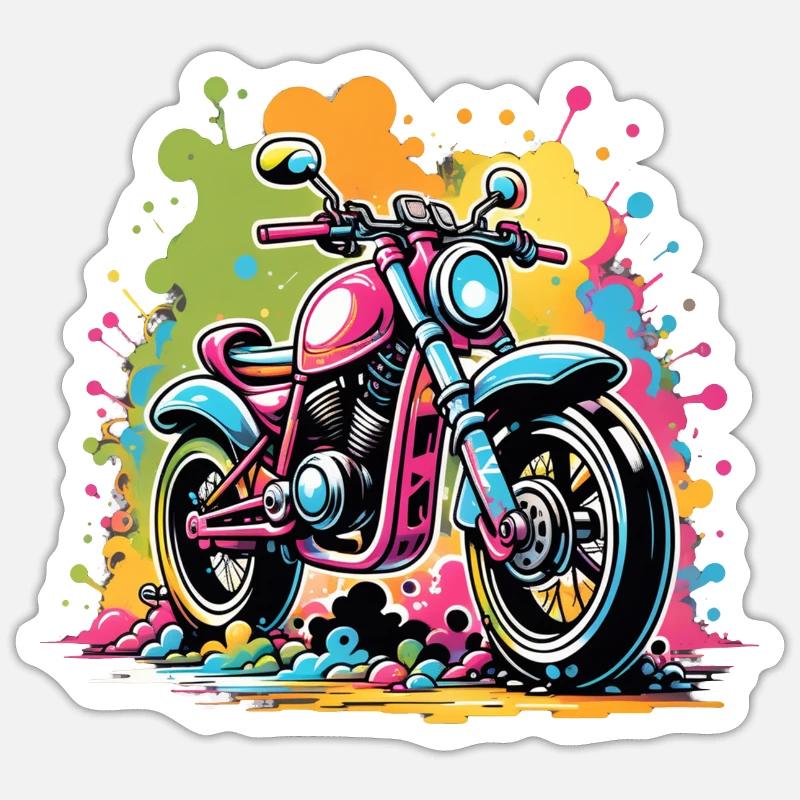 Motorrad - Biker - Graffiti - Sticker Größe S (10 x 10 cm) - Mattweiß