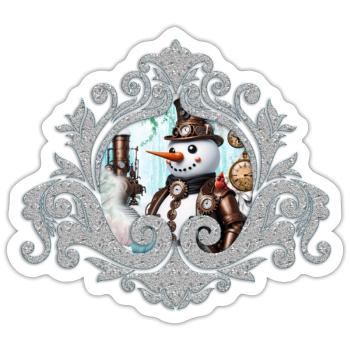 Bonhomme de neige à temps ! - Sticker taille S (10 x 10 cm) - blanc mat - Devant