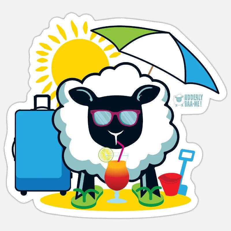 Ewe on Summer Holidays? - Sticker size S (10 x 10 cm) - white matte