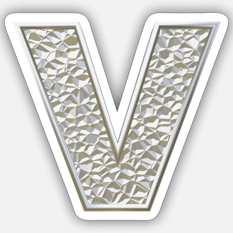 V, letter, initial, monogram, - Sticker size S (10 x 10 cm) - white matte