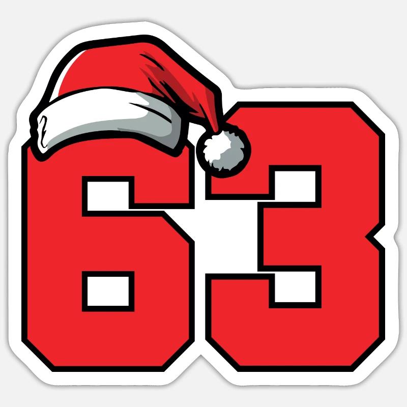 63 Numéro Noël - Sticker taille S (10 x 10 cm) - blanc mat