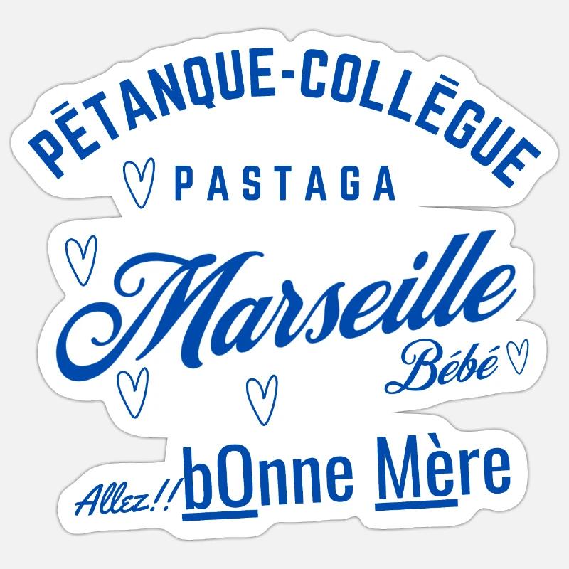 Tee-shirt Sweat Marseille Fun - Sticker taille S (10 x 10 cm) - blanc mat