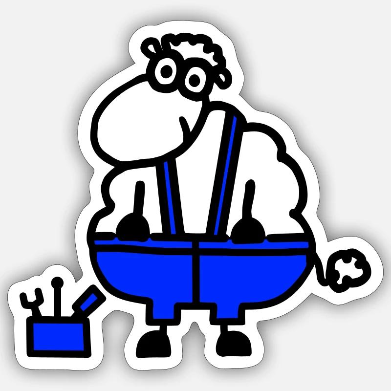 Mouton d’artisan, héros du travail - Sticker taille S (10 x 10 cm) - blanc mat