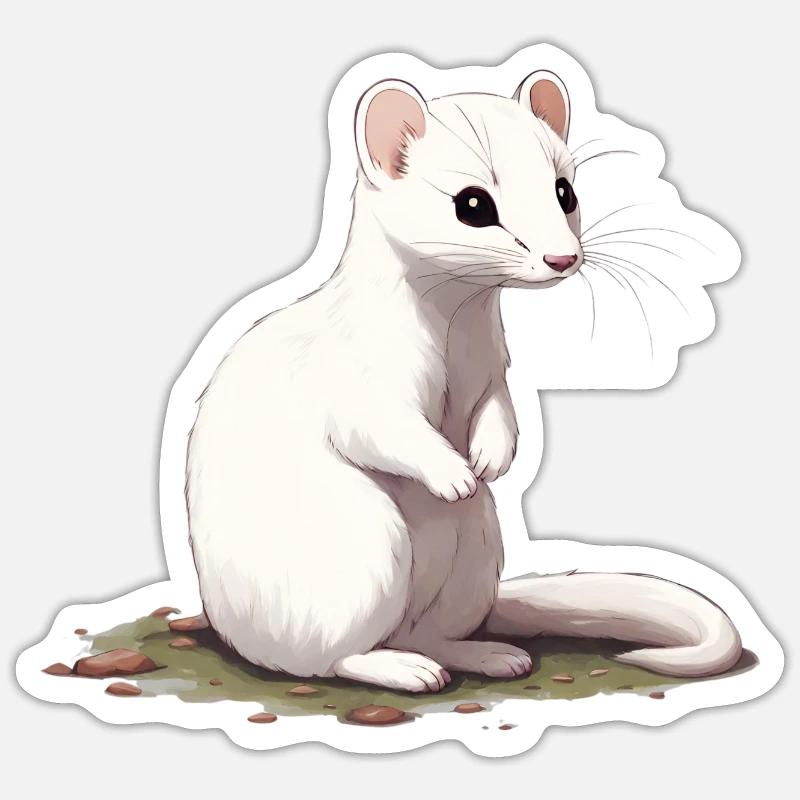 Ermine sitting Sticker size S (10 x 10 cm)
