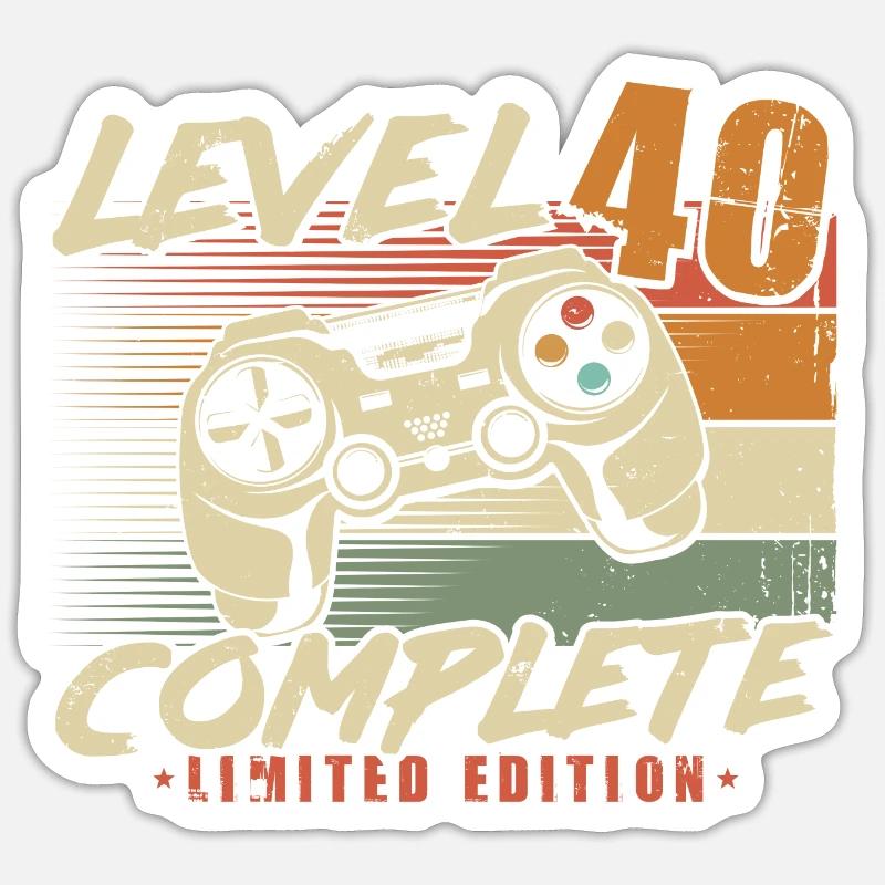 40. Geburtstag Level 40 Complete 40 Jahre - Sticker Größe S (10 x 10 cm) - Mattweiß