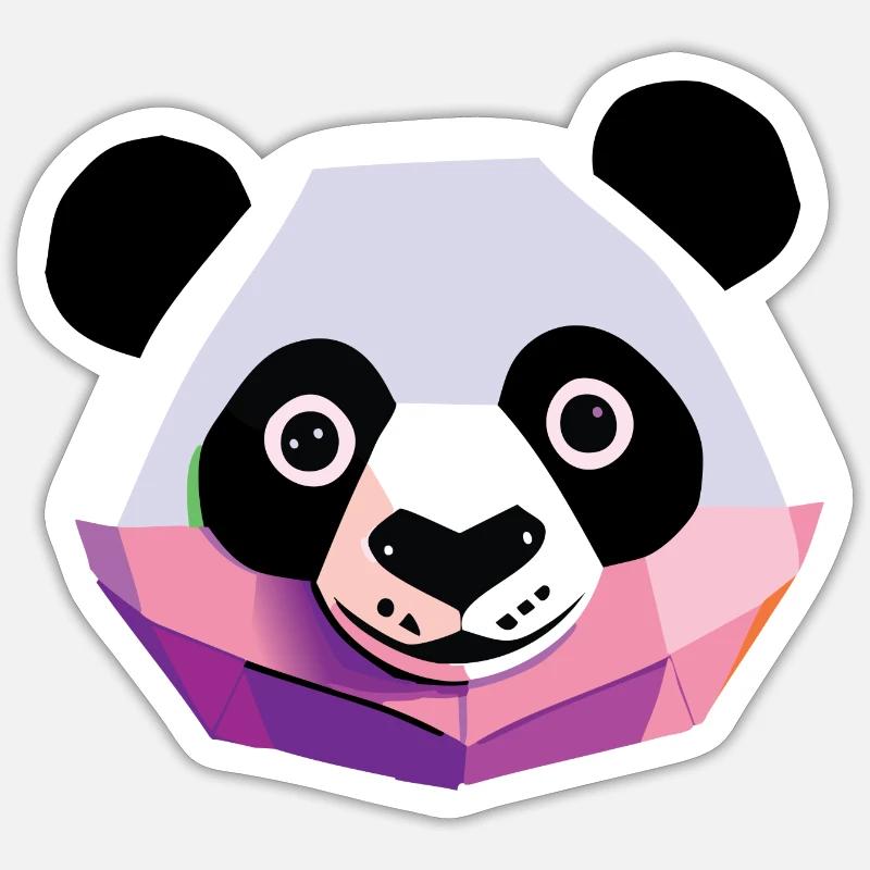 Panda Low Poly - Sticker Größe S (10 x 10 cm) - Mattweiß
