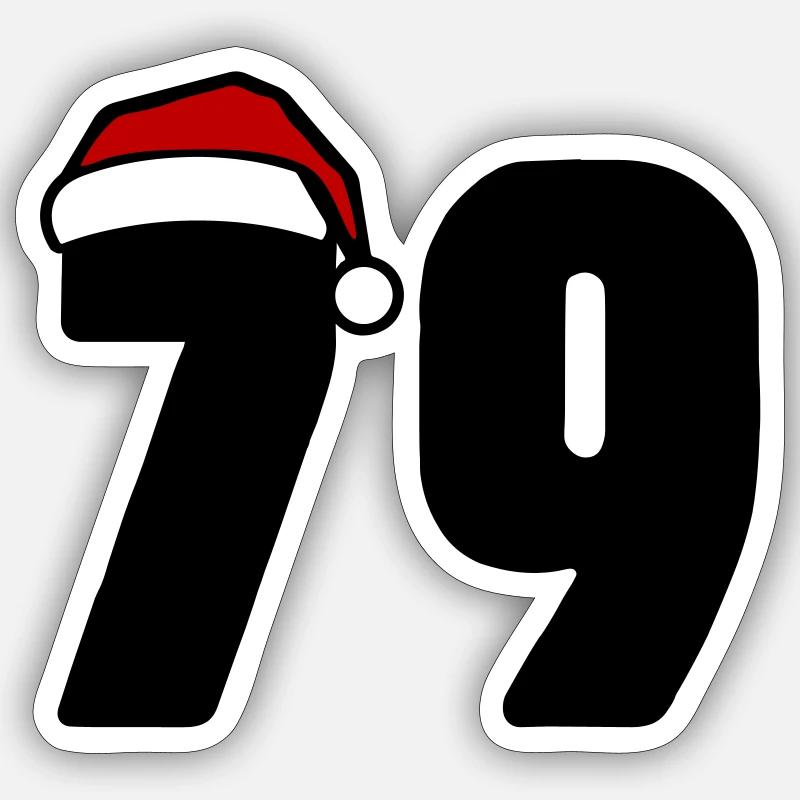 79 Numéro Noël - Sticker taille S (10 x 10 cm) - blanc mat