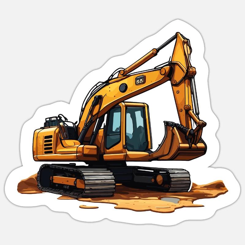 Excavator / construction site / machine /digging / shovel Sticker size S (10 x 10 cm)