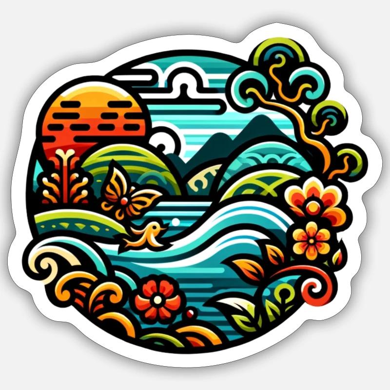 Vibrantly coloured river Sticker size S (10 x 10 cm)