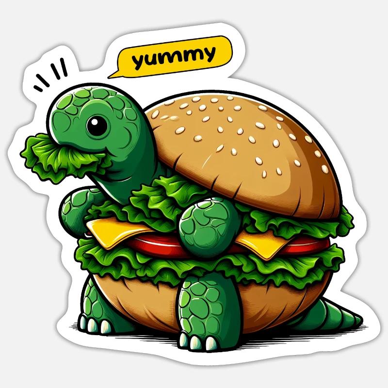 Turtle Burger Drôles D’animaux Sticker taille S (10 x 10 cm)