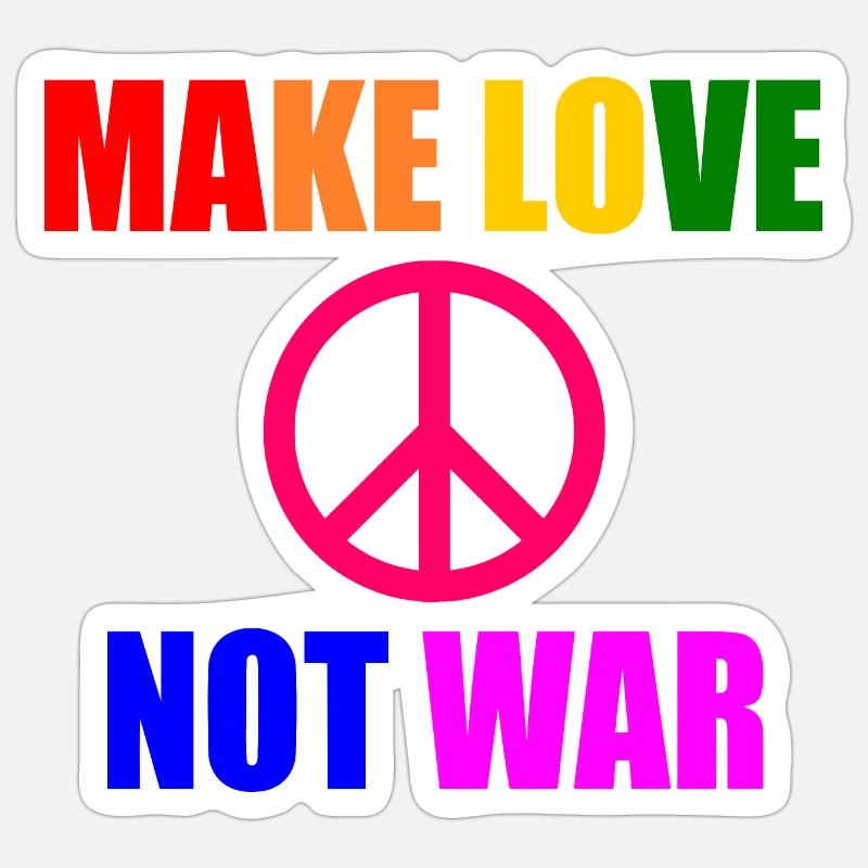 Make love not war - Sticker taille S (10 x 10 cm) - blanc mat