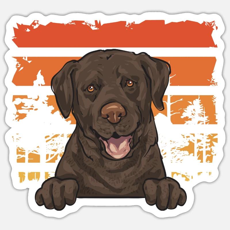Chien Labrador Retriever chocolat - Sticker taille S (10 x 10 cm) - blanc mat