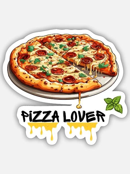 Pizzalover, pizza love, pizza - Sticker Größe S (10 x 10 cm) - Mattweiß