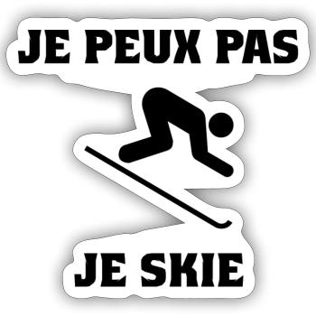 ICH KANN NICHT. SKI. SKI. SCHLÄGER. SCHNEE. SNOWBOARDEN - Sticker Größe S (10 x 10 cm) - Mattweiß - Vorne