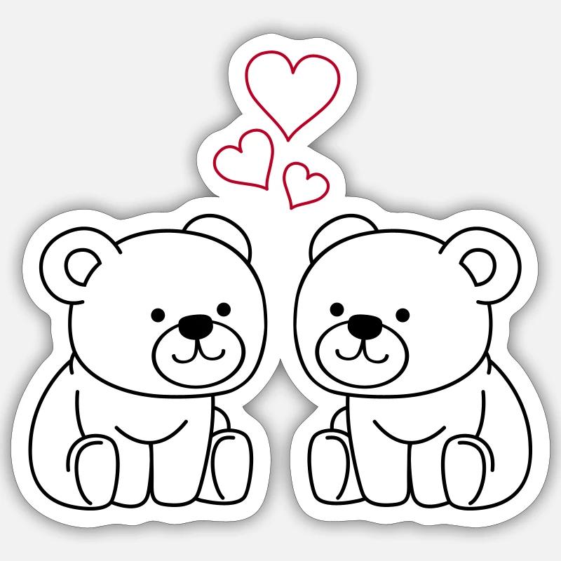 Teddy Bear Love - Sticker size S (10 x 10 cm) - white matte
