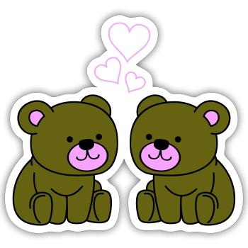 Teddy Bear Love - Sticker size S (10 x 10 cm) - white matte - Front