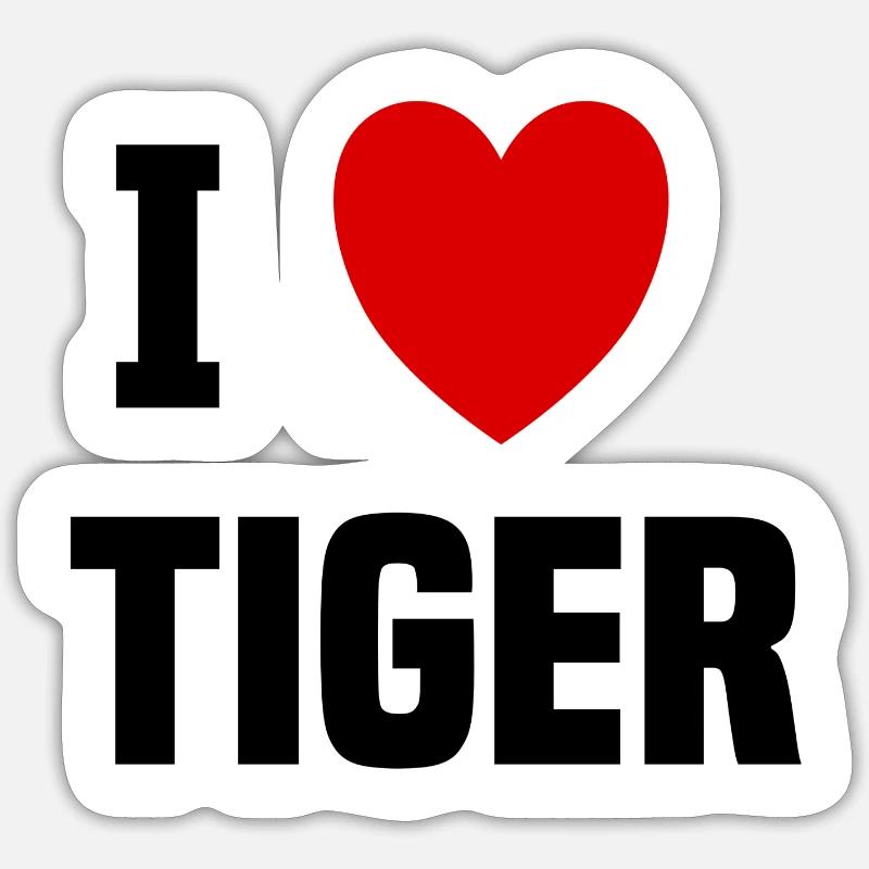 Ich liebe Tiger - Sticker Größe S (10 x 10 cm) - Mattweiß