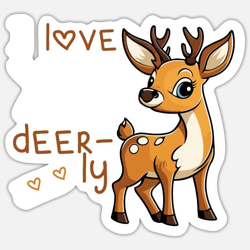 Je t’aime Deerly - Saint Valentin - Sticker taille S (10 x 10 cm) - blanc mat