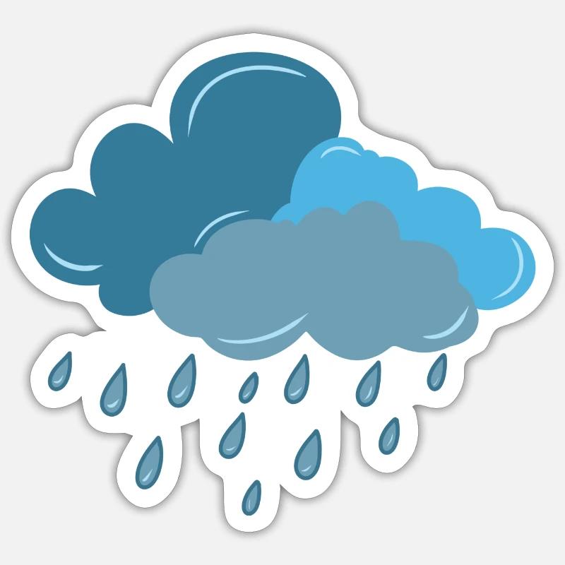 nuage, pluie, orage - Sticker taille S (10 x 10 cm) - blanc mat