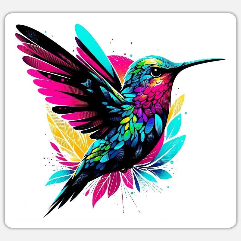Colibri - Sticker taille S (10 x 10 cm) - blanc mat