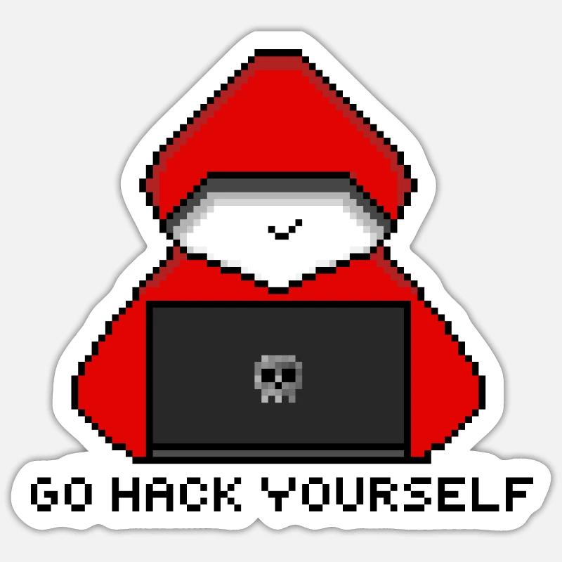 Vai ad hackerarti con la pixel art - Sticker formato S (10 x 10 cm) - bianco opaco