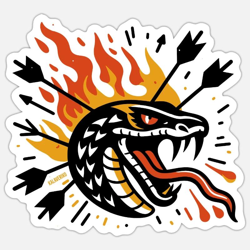 Schlange mit Pfeilen Sticker Größe S (10 x 10 cm)