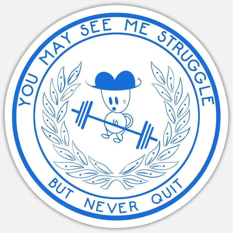 Kettleboy never quit - Sticker Größe S (10 x 10 cm) - Mattweiß