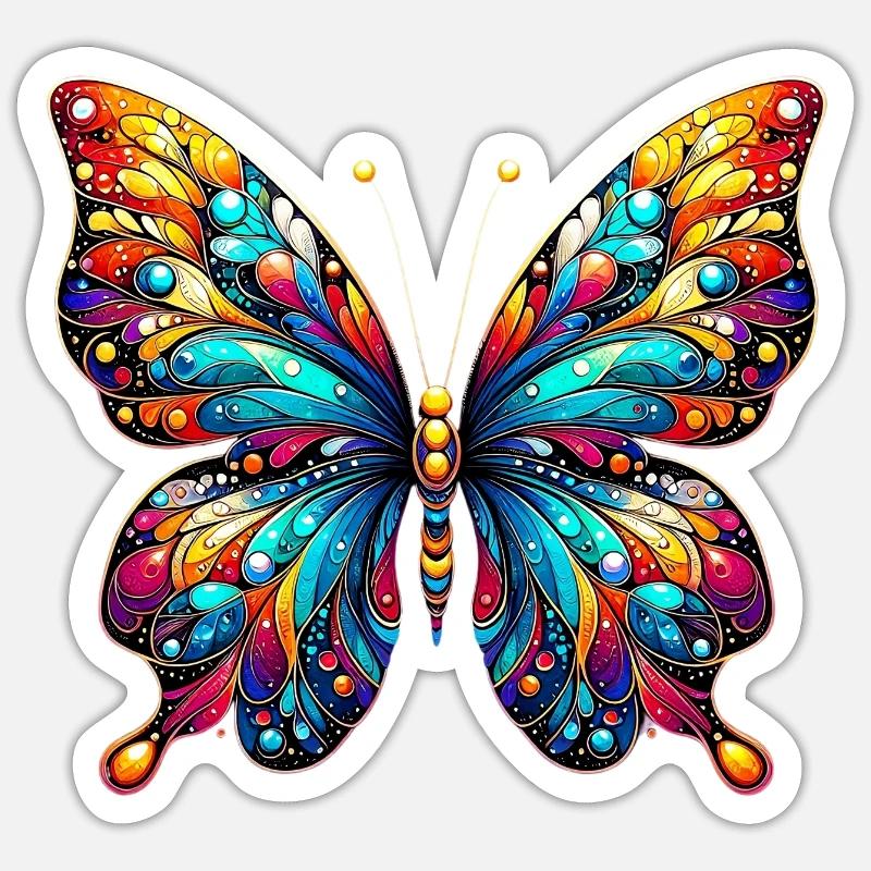 Papillon - Sticker taille S (10 x 10 cm) - blanc mat