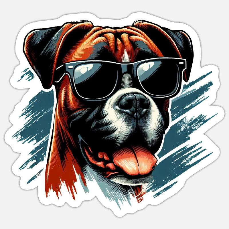 Boxerhund Das Modell - Sticker Größe S (10 x 10 cm) - Mattweiß