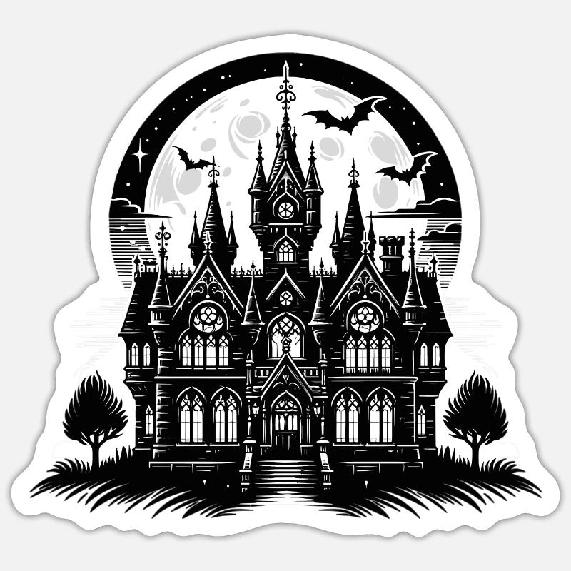 Gothic castle by moonlight Sticker size S (10 x 10 cm)