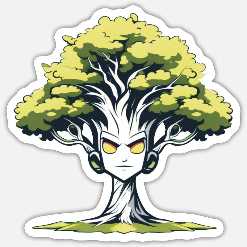 Cooler Baumgott - Sticker Größe S (10 x 10 cm) - Mattweiß
