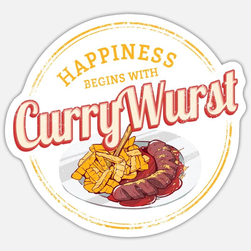 Currywurst Retro Wurst Vintage Bratwurst Pommes Sticker Größe S (10 x 10 cm)