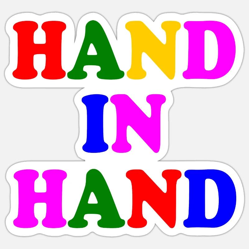 Hand in hand - Sticker Größe S (10 x 10 cm) - Mattweiß