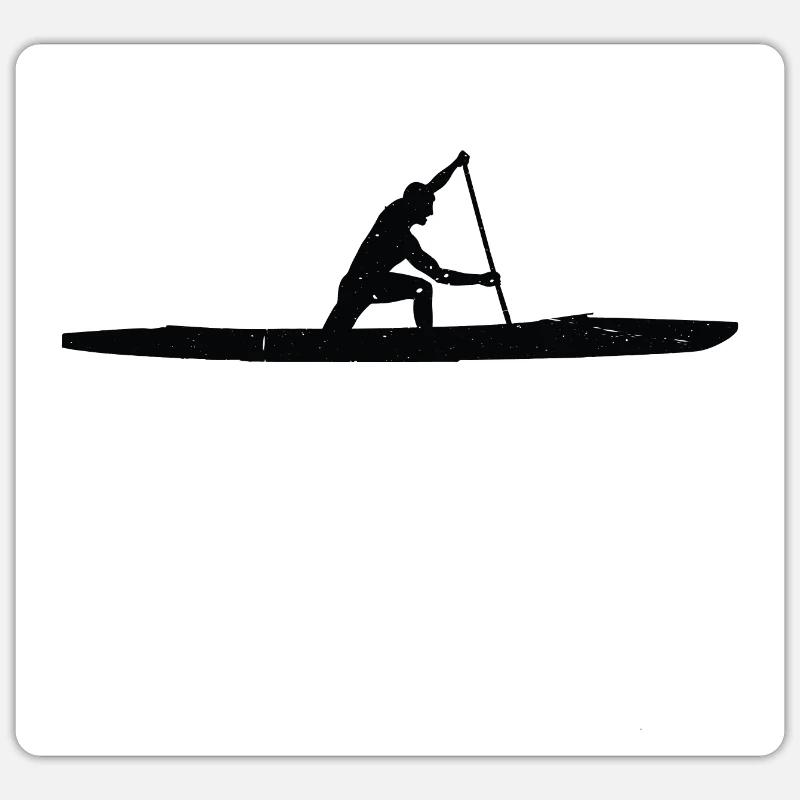 Canoë canadien 4 - Sticker taille S (10 x 10 cm) - blanc mat