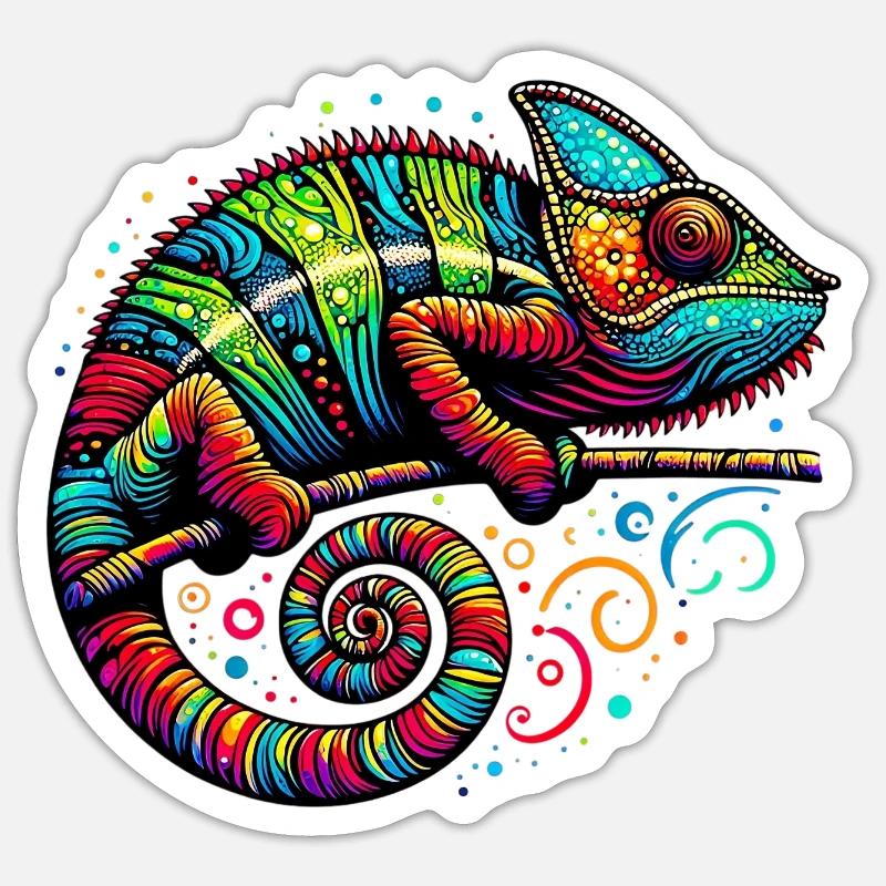 Caméléon - Sticker taille S (10 x 10 cm) - blanc mat