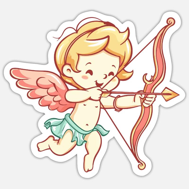 Saint-Valentin ange arc et flèche Cupidon Sticker taille S (10 x 10 cm)